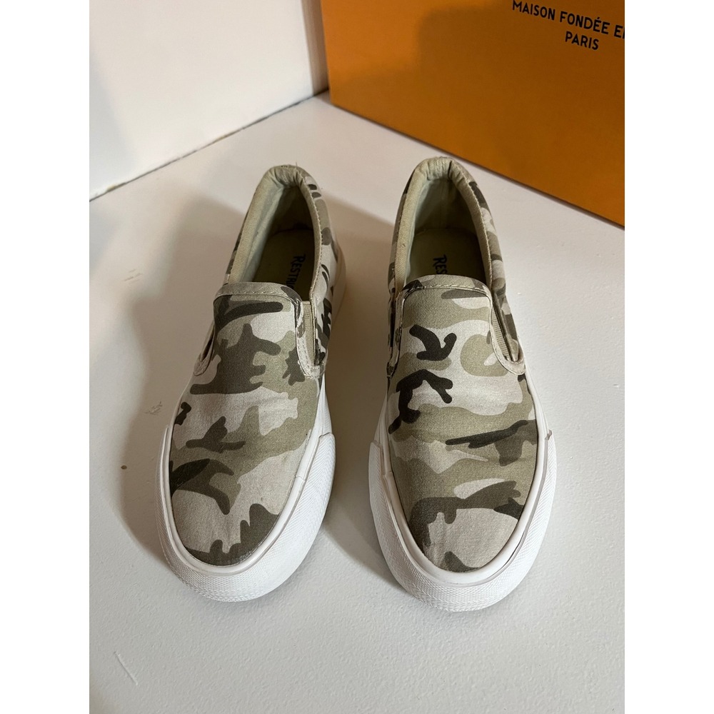 RESTRICTED Womens‎ Camouflage Slip On Sneakers Canvas Low Top Casual Shoes